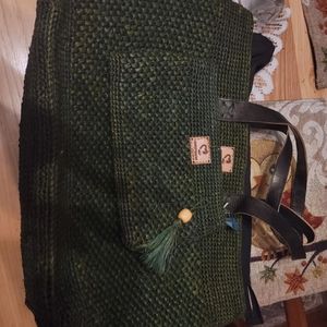 Green Raffia Hamdmade Bag